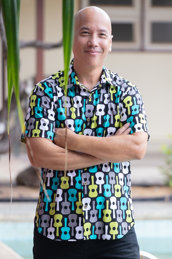 Kalani in Men's Ukulele Aloha Shirt