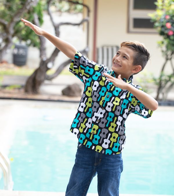 Hoshio in Boy's Ukulele/Palaka Aloha Shirt