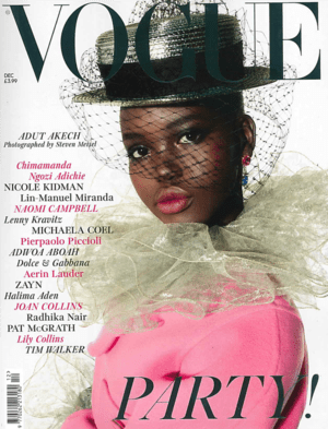 Vogue December 2019 Cover featuring Adut Akech